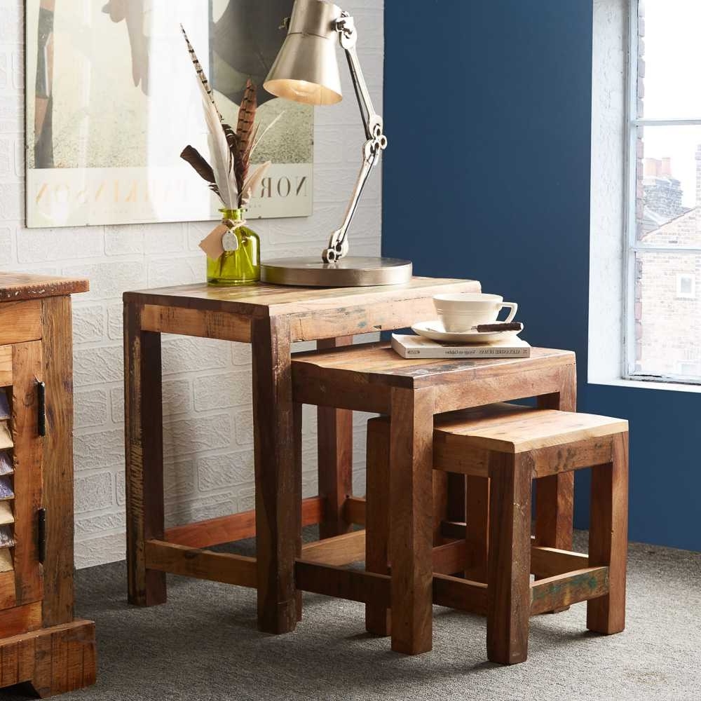 Mango Wood End Table and Nest of Tables